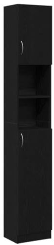 vidaXL Badschrank Schwarz Eichen-Optik 32x25,5x190 cm Holzwerkstoff, Badezimmerschrank, Badschrank hoch, Badmöbel, Badezimmermöbel