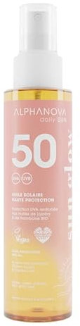 ALPHANOVA DAILY SUN - Huile Solaire SPF50 Invisible - Protection UVA renforcée - 125ML Waterproof