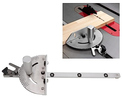CJNQQJWS Gehrungslehre für Tischkreissäge, hochpräzise Gehrungslehre für Tischkreissägen, universeller Winkelmesser für Gehrungssägen aus Aluminium, Gehrungslehre für Metabo für Tischler, Handwerker