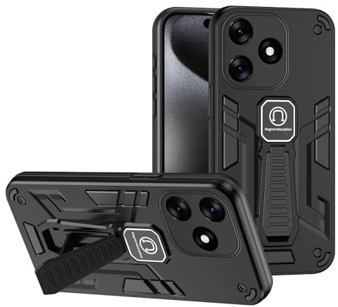 Coque arrière pour smartphone Coque compatible avec Tecno Spark 10 4G/Spark 10C avec béquille intégrée, qualité militaire, anti-chute, coque de protection intégrale en caoutchouc TPU et coque rigide e
