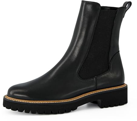 Paul Green Damen, Frauen Chelsea Boots,Warm gefüttert,Schlupfstiefel,Stiefel,Bootee,Booties,halbstiefel,Kurzstiefel,Schwarz (Calf/Black),41 EU / 7.5 UK