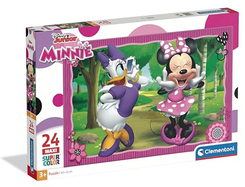Clementoni Puzzle Maxi Disney Minnie 24 Stücke - für Kindern 3-6 Jahre, Cartoon, Geschenk für Kinder, Made in Italy, 24091