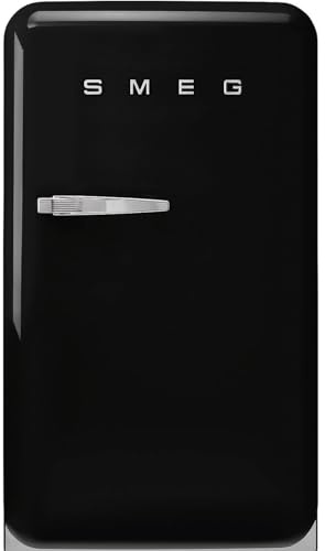 Smeg, FAB10HRBL6 Kühlschrank Happy Bar Vintage 1 Tür, 135 l, Scharniere rechts, kalt statisch, 2 verstellbare Einlegeböden, Flaschenhalter und LED-Beleuchtung, Höhe 97 cm, Schwarz
