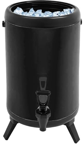 Lilinzhi Double Walled Beverage Dispenser, Stainless Steel Insulated Barrels Insulated Beverage Tea Dispenser For Tea, Party, Milk, 6L