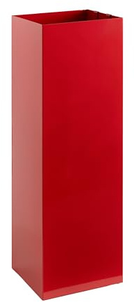 Neustein Schirmständer rot mit modernem Design aus Metall für Heim und Büro, Design-Ständer, 2 Haken, 2x Wasserauffangschale herausnehmbar, 15,5x15,5x49cm, quadratisch, Regenschirmständer