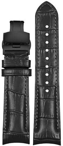 yeziu Lederarmband für Omega New Seamaster 300 Planet Ocean 007 Speedmaster Herrenuhrkette(Blackb1,22mm)