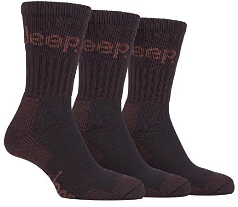 Jeep - 3er pack herren baumwolle gepolstert socken/trekkingsocken/wandersocken für sommer (39-45 eur, Brown)