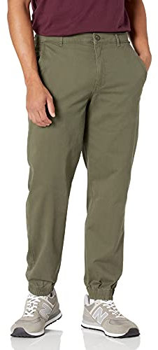 Amazon Essentials Pantalon Chino Esprit Jogging Coupe Droite Homme, Vert Olive, L