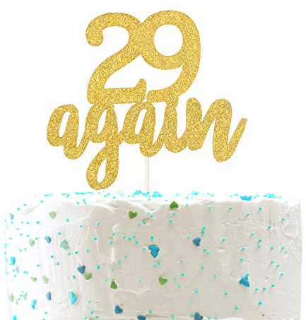 29 Wieder Kuchendekoration, Happy 30th Birthday, Schild Dirty Thirty Cake Topper, Hello 30 Party-Dekorationen (doppelseitig, goldfarbener Glitzer)