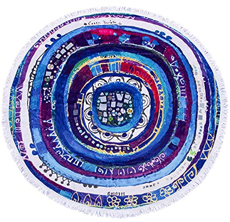 Biggdesign Evil Eye rundes Badetuch, Ultra Absorbent, sandfreie Picknickdecke, weiche Stranddecke mit hoher Saugfähigkeit, schnell trocknend, spezielles Design, pflegeleicht, Ø 150cm, blau