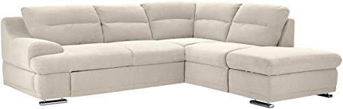 Mivano Ecksofa Coast / Große Sofagarnitur in L-Form mit Ottomane rechts, 264 x 88 x 217, Mikrofaser: beige