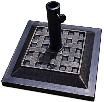 COSTWAY Resin Parasol Base, Outdoor Patio Umbrella Holder, Heavy-Duty Outdoor Patio Stand, Made of Durable Weather-Resistant Resin, Suit for Standard Pole Sizes