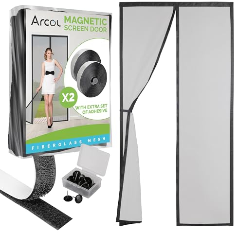 ARCOL Zanzariera Magnetica 140x240 cm Premium in Fibra di Vetro - Stop Zanzare in 3 Min., Rete Ultra-Fine Anti-Insetti, Chiusura Automatica con Magneti & Pesi, Nastro a Strappo Extra-Largo (Nero)
