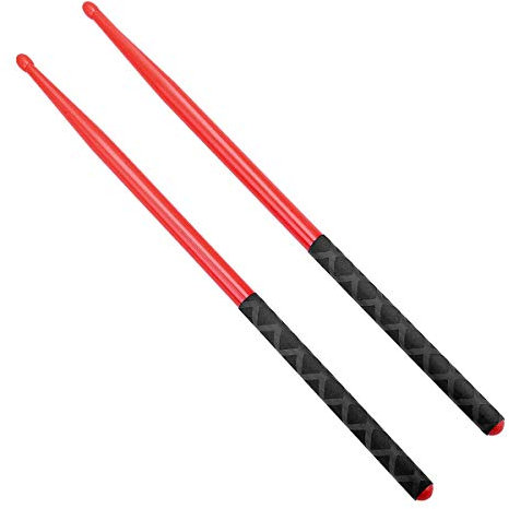 5A Nylon Drumsticks für Drum Set Leichte Haltbare Plastikübung ANTI-SLIP Griffe Drumsticks für Musikinstrument Percussion Zubehör (Rot)