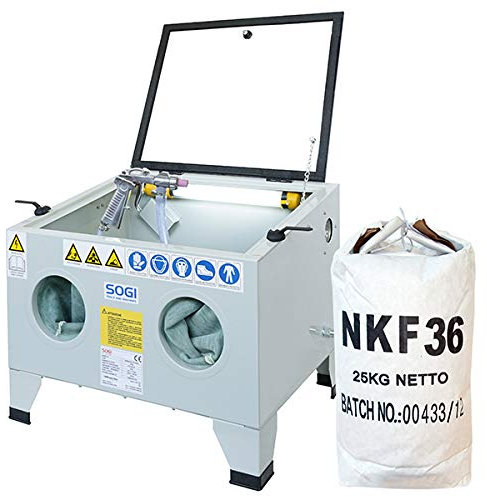 SOGI S-56 Sabbiatrice da banco con abrasivo corindone GRA-36 o GRA-80 oppure microsfere di vetro (S-56 + Corindone GRA-36)