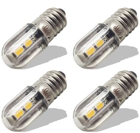 Ruiandsion E10 Bombilla LED 220V 230V AC Luz indicadora LED de ahorro de energía E10 Base de tornillo 3030 4SMD Chipsets Bombilla LED de actualización,Blanco Cálido (Paquete de 4)