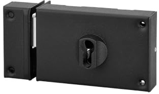 THIRARD Boîtier de Serrure en Applique Double Entrée, Gauche, Axe 70 mm | Pour Porte de Cave, 140x88 mm, Pêne Seul, Entraxe 68 mm, 1 Point de Fermeture, Acier, Finition Verni, Garantie 5 Ans
