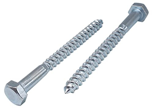 (Pack of 12 pcs) DIN 571 Zinc Plated Steel Hexagon Wood Screws M10 x 120 mm, Hex Screw, Lag Bolts, Hex Head, Coach Screws (12, M10 x 120 mm)