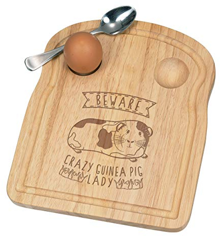 Attention Crazy Guinée Cochon Lady Petit Déjeuner Fofolle Coquetier Board en Bois Pâques