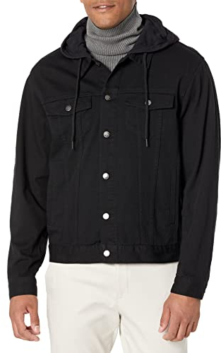 LRG Herren Men's Lifted Research Collection Hooded Denim Jacket Jacke, Schwarz/Schwarz, L