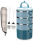 SANQIAHOME 4 Schichten Mehrschichtige stapelbare Edelstahl-Lunchbox,Auslaufsicher,blau