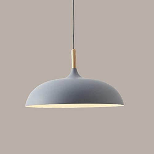 Yenisai Modern Design Hängelampe Retro Rund Kronleuchter Holz Metall LED Pendellampe Nordisch Pendelleuchte für Bar Hotel Büro Halle Teehaus-Grau