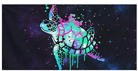 Showudesigns Galaxy Sea Turtle Handtücher für Bad, Strandtuch, tragbares Reisehandtuch, schnell trocknend, leicht, Körper-Badetücher, Dusch-Stranddecke, dunkelblau