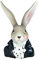 Presentis Osterdeko Hasenbüste Osterhase mit Fliege schwarz-weiß 23cm Hasenkopf, 29356