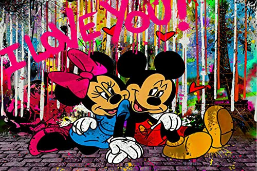 Magic Canvas Art Micky Maus Pop Art Kunst Leinwandbild 1- teilig Hochwertiger Kunstdruck Wandbilder – B8109, Größe: 120 x 60 cm