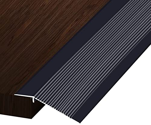 DOGOU Übergangsprofil Abdeckleisten Schwarz Übergangsstreifen Zwischen Teppich und Vinylboden, Aluminium-Türschwelle für Hartholz Teppichboden Garage, Niedrige Schwelle Weniger Als 8mm