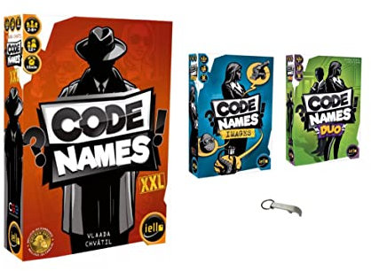 Codenames XXL Set + Codenames Duo + Names Bilder + 1 Flaschenöffner Blumie (XXL + Bilder + Duo)
