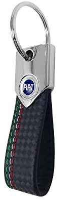 Fiat Portachiavi Blu Ufficiale Key Ring Carbon, Nero Tricolore