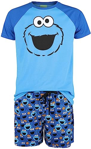 Sesame Street Sesamstraße Cookie Monster Männer Schlafanzug blau