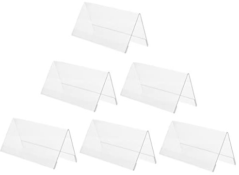 NUOBESTY 6pcs Triangle Display Stands Blank Acrylic Signs Clear Name Card Holders for Conference Name Place Card Table Number