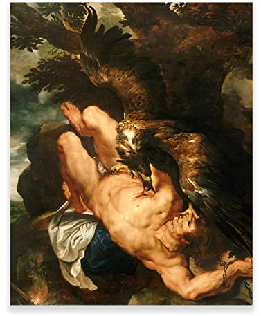 KWAY Peter Paul Rubens Leinwand-Kunst, Prometheus-gebundenes Poster, Barock-Kunstdruck, berühmte Ölgemälde-Reproduktion für Wohnzimmer, Schlafzimmer, Büro, ungerahmt (Prometheus gebunden, 30 x 38 cm)