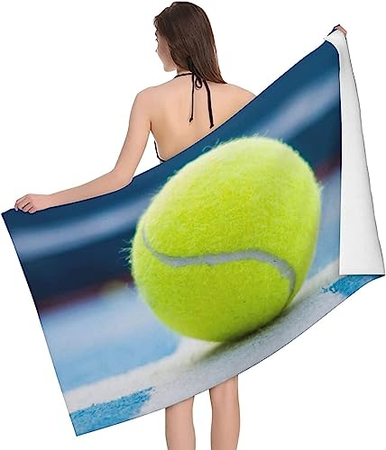 Buohwiwe Tennis Strandtuch 80x160 cm, Weich Schnell Trocknen Microfaser Handtücher, 3D Strandhandtuch Tennis Strandtücher Badetuch Strandlaken Handtuch Herren Frauen Badetücher