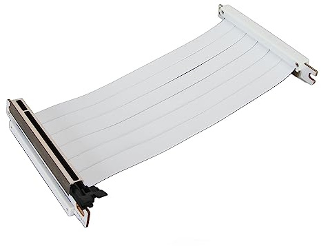 Acouto PCIE-Verlöngeru X16 Riser-Kabel, 180-Grad-Hochgeschwindigkeits-Flexibler Dual-Reverse-Anschluss, GPU-Grafikkarten-Verlöngerungskabel (Weiss)