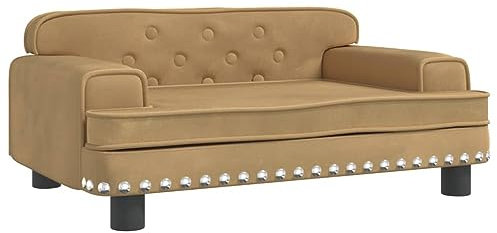 vidaXL Hundebett, Hundekissen mit weicher Polsterung, Hundesofa Hundecouch für kleine Hunde Haustiere, Haustierbett Katzenbett, Braun Samt