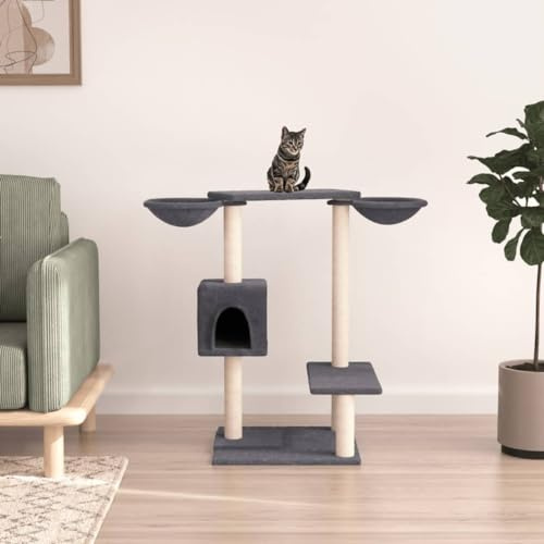 BaraSh Kratzbaum mit Kratzsäulen Dunkelgrau 82 cm Mini Kratzbaum Kletterbaum Katze