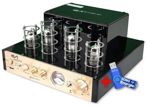 Bmi Amplificateur à Tube, Evidence Acoustics EA-50TUBE-BT stéréo 2 x 25W rms, Vintage à Lampes+Clé USB 32G
