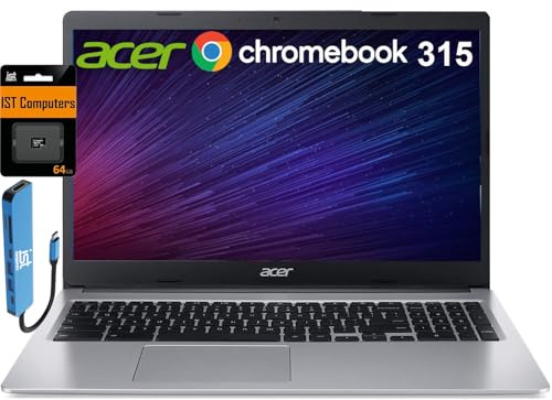 acer Chromebook 315 de 15.6 pulgadas (Intel Celeron N4500, 4 GB de RAM, 128 GB de almacenamiento (eMMC de 64 GB + tarjeta SD IST de 64 GB)), Hub IST, Chrome OS
