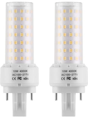 Lidesheng GX23-2 Base LED Light Bulb Plug and Play,4000K Neutral White 2Pin LED PL Bulb, 13W 18W CFL Equivalent, Ballast Compatible,10W 2pcs (Neutral White, GX23-2 Base)