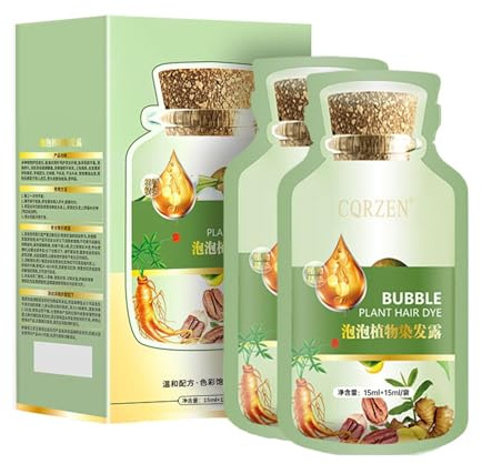 YG LianKai Natural Plant Hair Dye, New Botanical Bubble Hair Dye 20ml 10Packs/Box, Pure Plant Extract for Grey Hair Color Bubble Dye, Color Conditioner Shampoo (Natural Black)