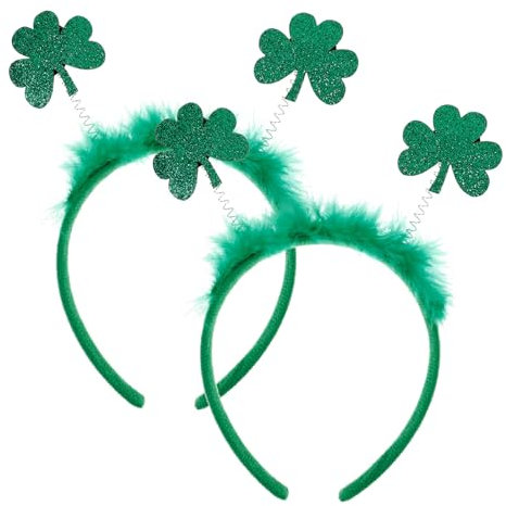 PACKOVE St. Patricks Day Kopfschmuck 2 Stück Pailletten-Kleeblatt-Stirnband Haarreifen Glitzerndes Haar-Accessoire Für Cosplay-Kostüme Grüne Irische Festival-Party-Dekoration