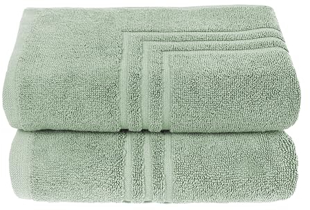 MAURAHOME - 2er Pack Badvorleger, Frottee Duschvorleger, 100% Baumwolle Badematte 50x70cm, Badteppich Iceberg Green, Badvorleger rutschfest Waschbar, Badezimmerteppich, Schnelltrocknend Duschvorleger