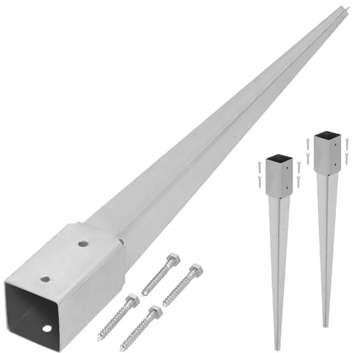 KOTARBAU® Einschlaghülse 70x70 mm, Pfostenträger zum Einschlagen, 750 mm | Einschlagbodenhülse für Zaunpfosten & Holzbalken, Bodenhülse für Zäune & Pavillons, verzinkter Stahl, Silber, 2er Set