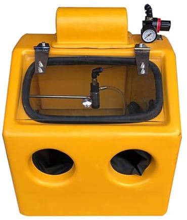 Fine Sand Blasting Machine, Remove Rust Oil Impurities Box Type Manual Sandblaster with Large View Window Dual Gauges, Multifunction Top Abrasive Blast Cabinet Kit