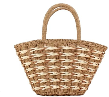Lebartm Umhängetasche Stroh Damen Korbtaschen Grosse Kapazität Tasche Handtasche handgemachte Schultertasche Böhmische Strandtasche Sommer Reisen Strand
