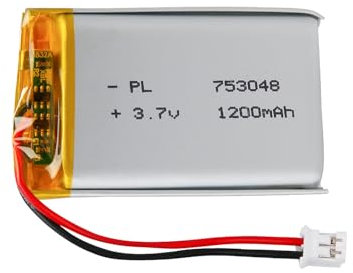 Batterie LiPo 3,7 V, 3,7 V 1200 mAh 753048 lithium-polymère avec connexion 2P-PH avec pas de 2,0 mm
