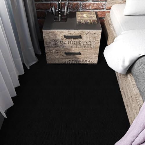 Elffloor Carpet Tiles Self Adhesive Carpet Floor Tiles, Anti-Slip Flooring Rugs for Living Room Office Bedroom, Black Peel and Stick Rugs Thick 4.5mm 30 x 30 cm 10pcs